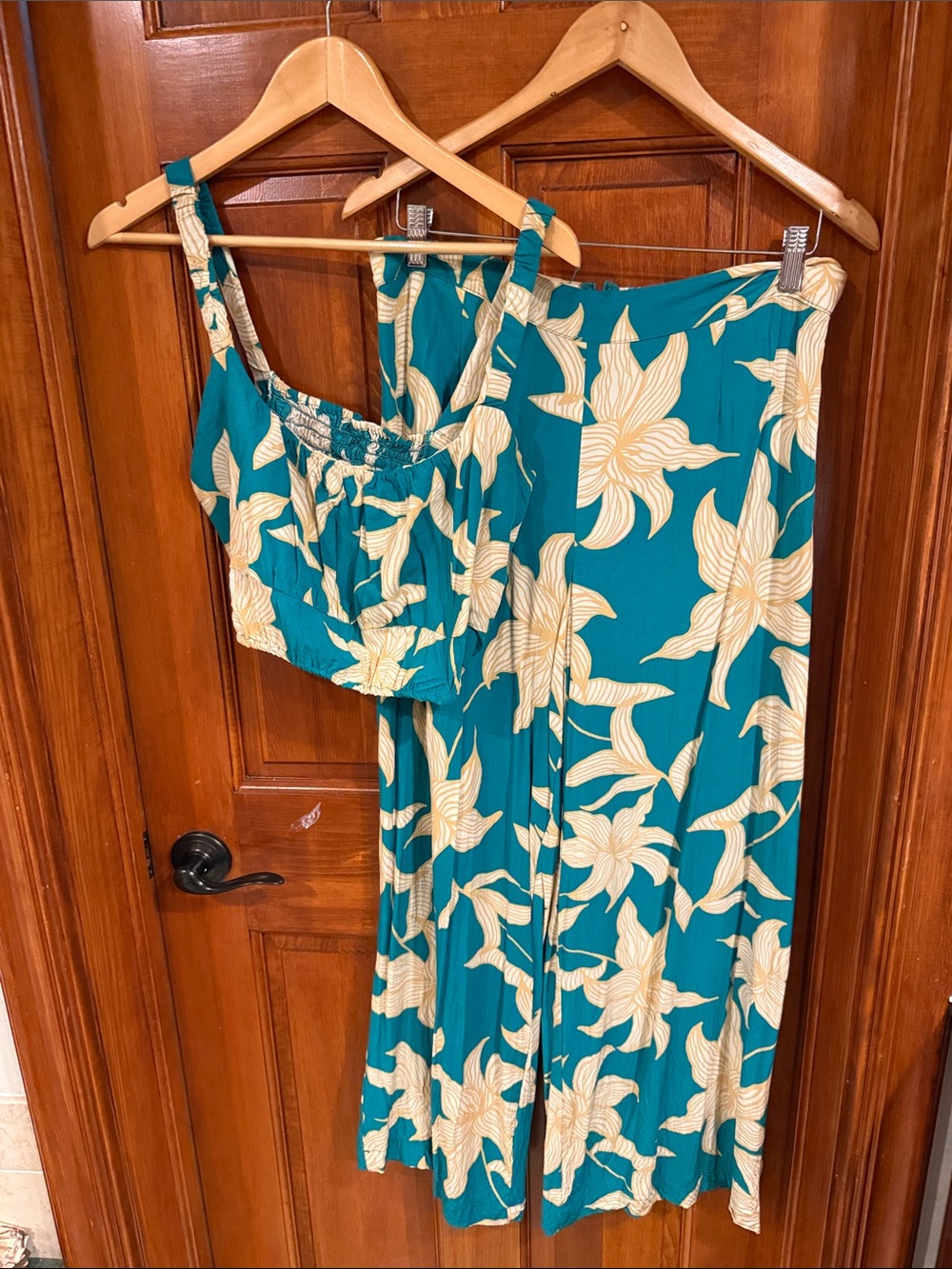 Teal & Cream Floral Two-Piece Set